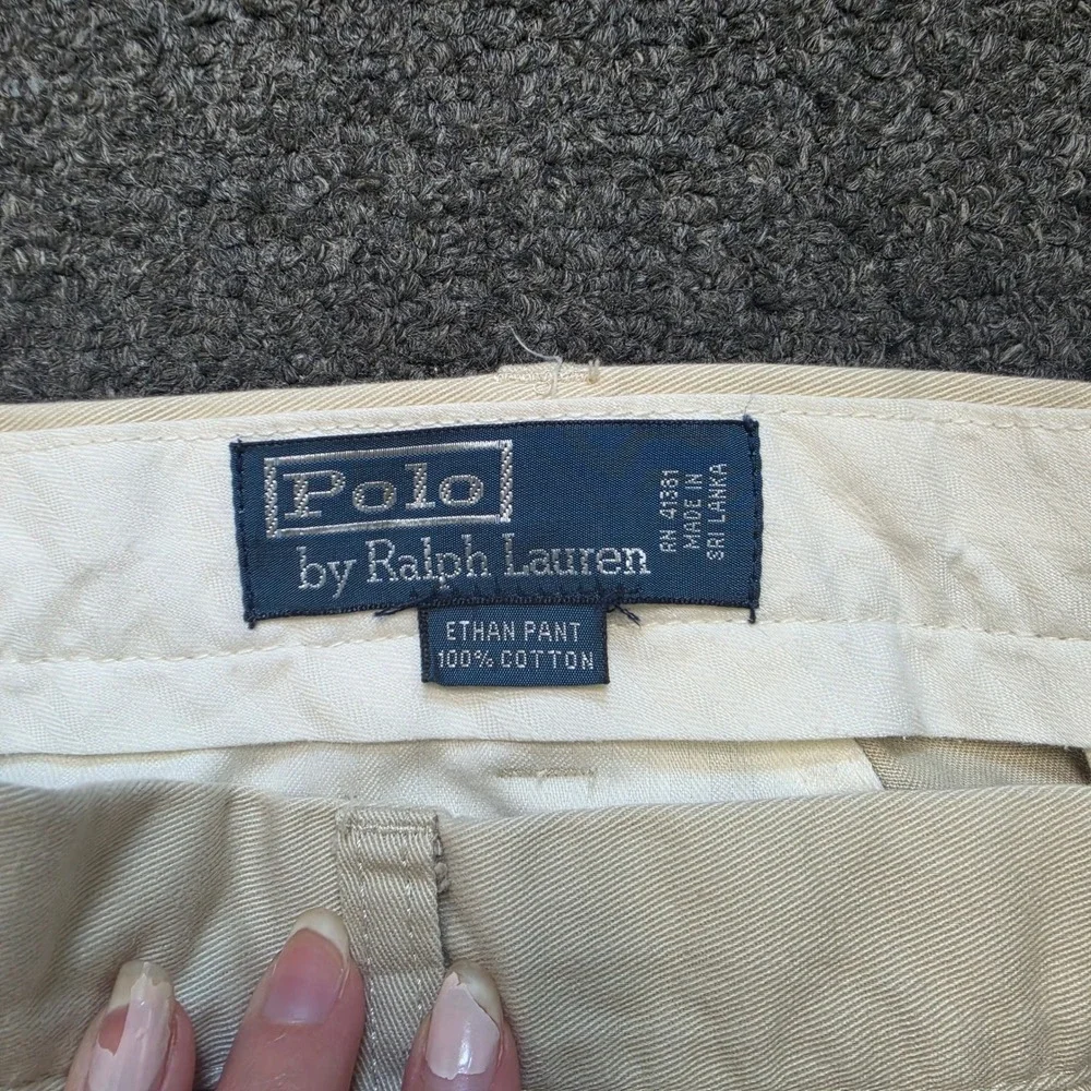 Polo Ralph Lauren Ethan Pants Khaki Tan Mens 34x29 Pleated‎ Front Cotton Chinos
